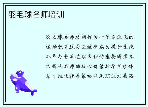 羽毛球名师培训